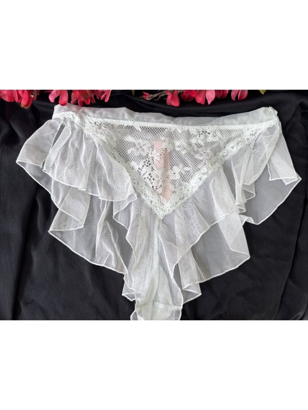 VICTORIA'S SECRET S DREAM ANGELS FLOWY RUFFLE CHEEKY LIGHT BLUE SEXY PANTIES NWT